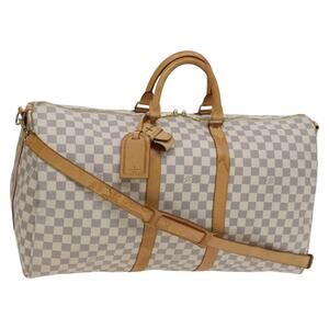 LOUIS VUITTON Damier Azur Keepall Bandouliere 55 Boston Bag N41429